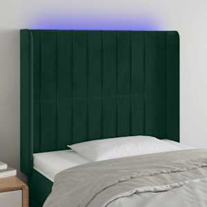 LED posteljno vzglavje temno zeleno 93x16x118/128 cm žamet