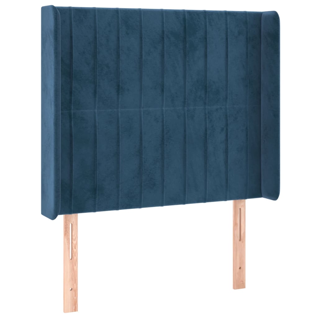 vidaXL Hoofdbord LED 93x16x118/128 cm fluweel donkerblauw afbeelding