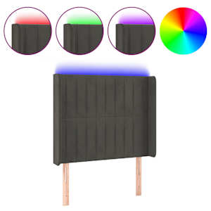 vidaXL LED-voodipeats, tumehall, 103x16x118/128 cm, samet