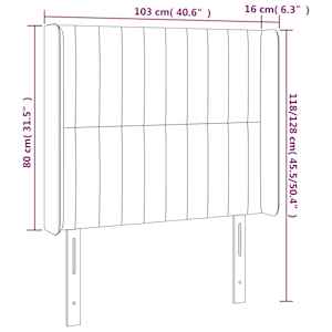Čelo postele s LED tmavě šedé 103 x 16 x 118/128 cm samet - obrázek 7