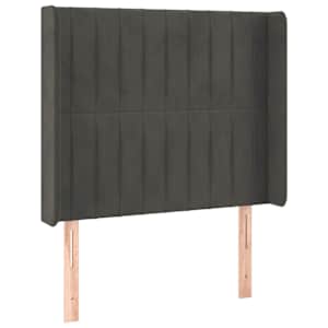 vidaXL Galvūgalis su LED, tamsiai pilkas, 103x16x118/128cm, aksomas