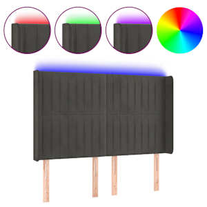 vidaXL LED-voodipeats, tumehall, 147x16x118/128 cm, samet
