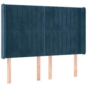 Čelo postele s LED tmavě modré 147 x 16 x 118/128 cm samet - obrázek 3