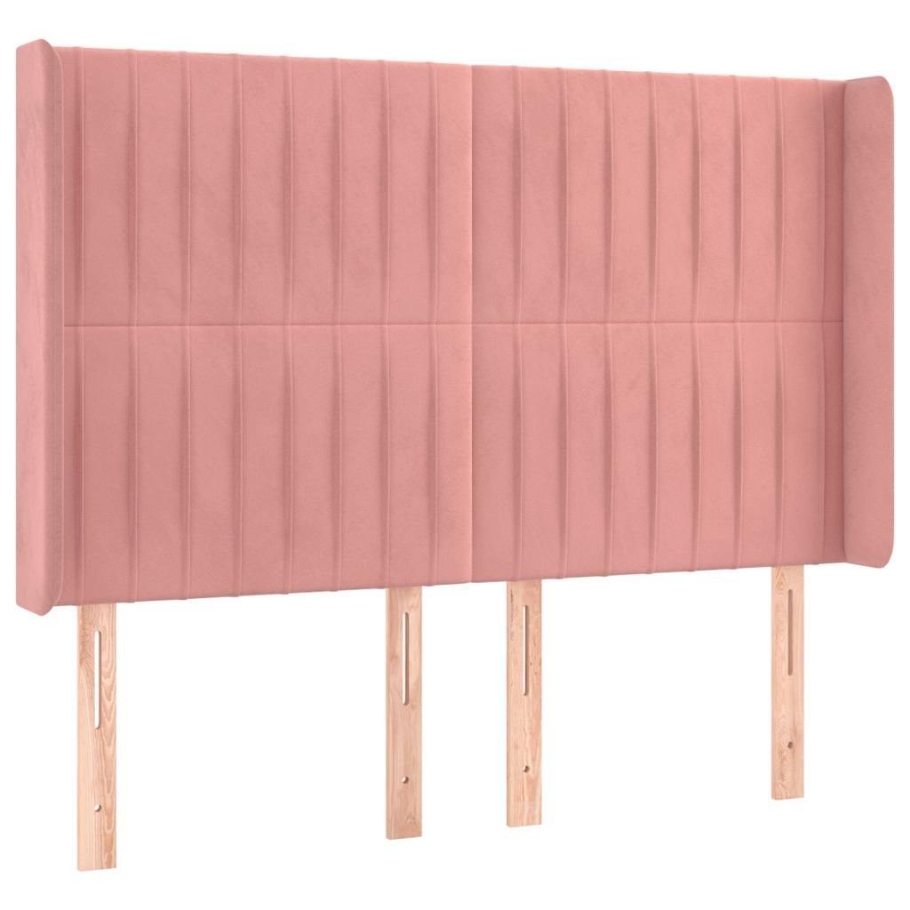 vidaXL Hoofdbord LED 147x16x118/128 cm fluweel roze, foto 4