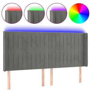 vidaXL LED-voodipeats, helehall, 163x16x118/128 cm, samet