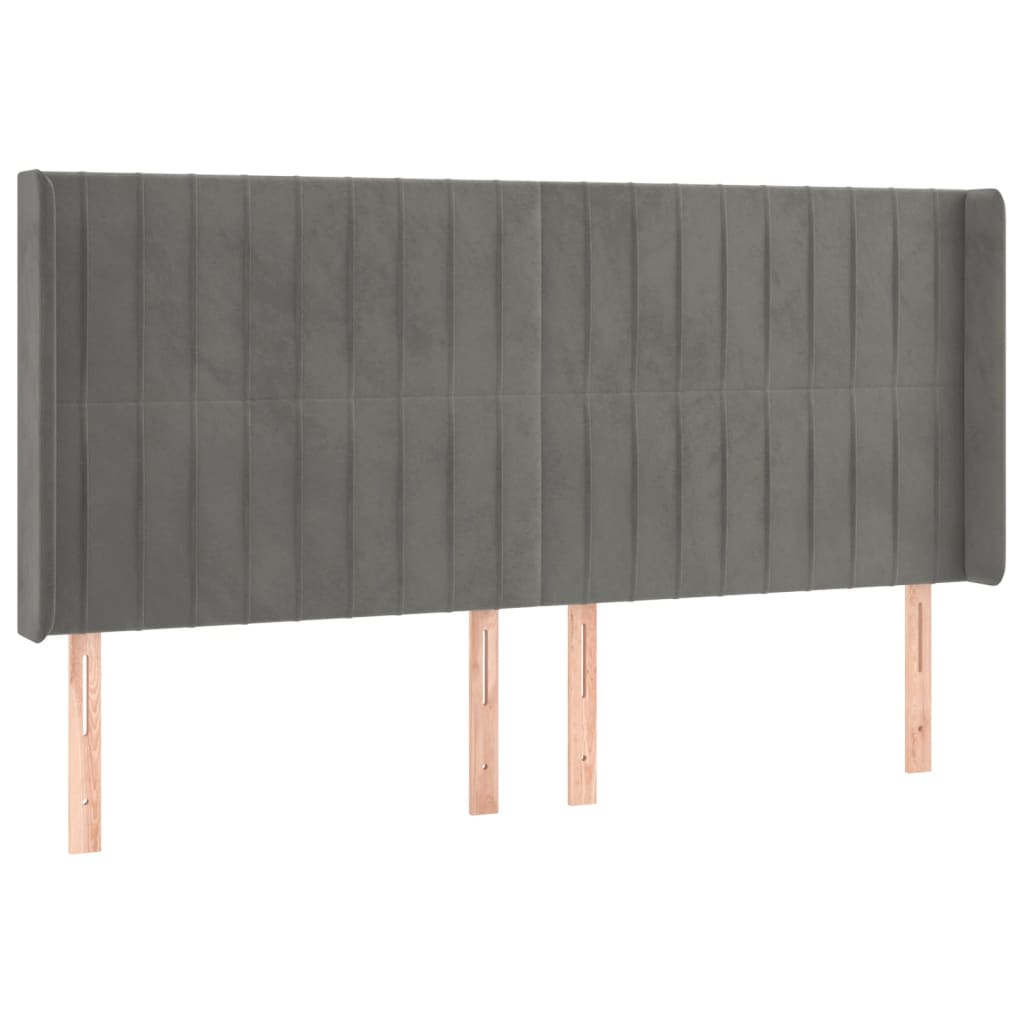 vidaXL Hoofdbord LED 163x16x118/128 cm fluweel lichtgrijs afbeelding
