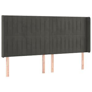 Čelo postele s LED tmavě šedé 163 x 16 x 118/128 cm samet - obrázek 3