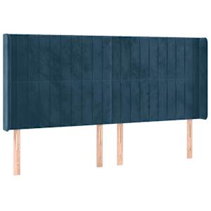Čelo postele s LED tmavě modré 163 x 16 x 118/128 cm samet - obrázek 3