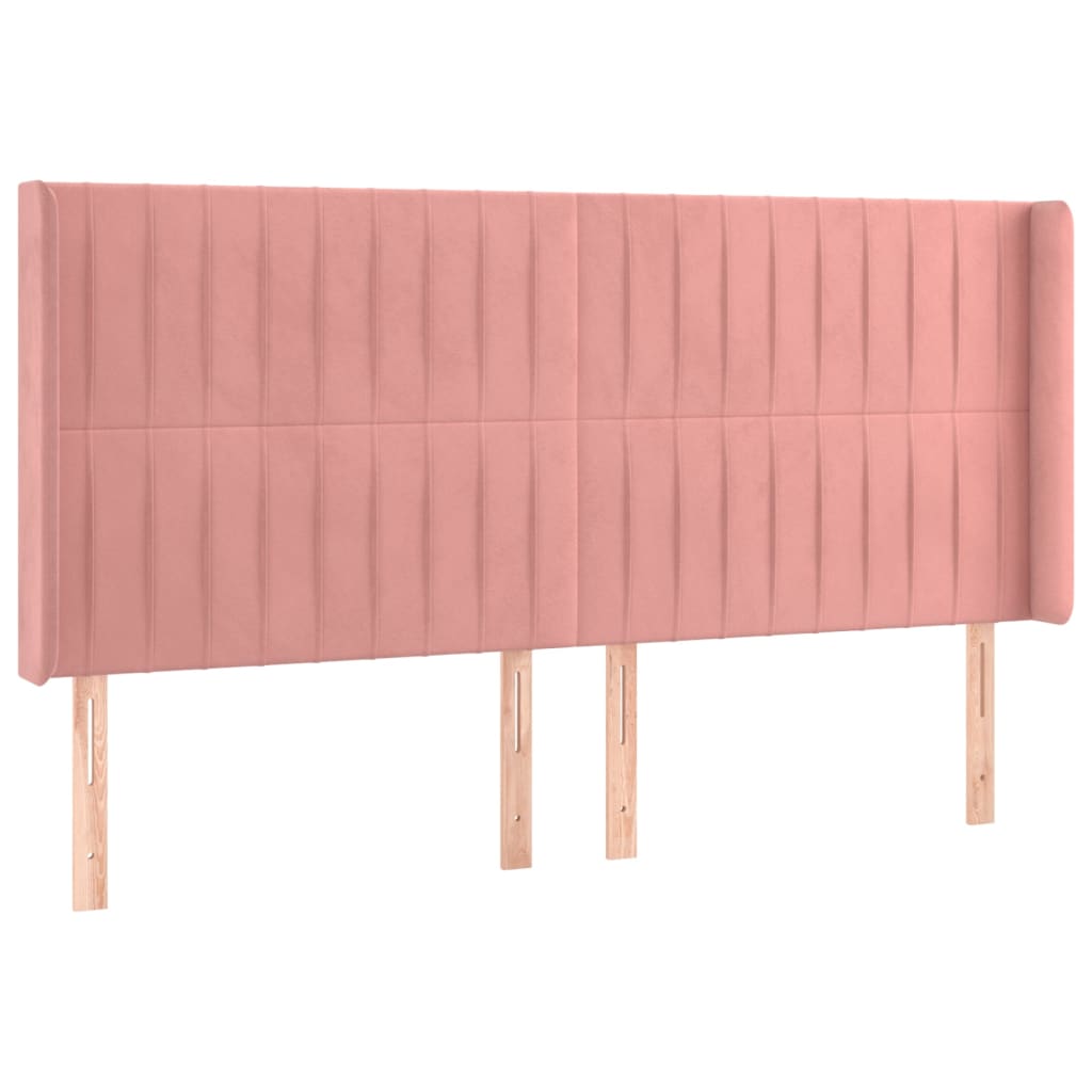 vidaXL Hoofdbord LED 163x16x118/128 cm fluweel roze afbeelding