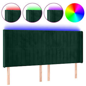 vidaXL LED-voodipeats, tumeroheline, 183x16x118/128 cm, samet