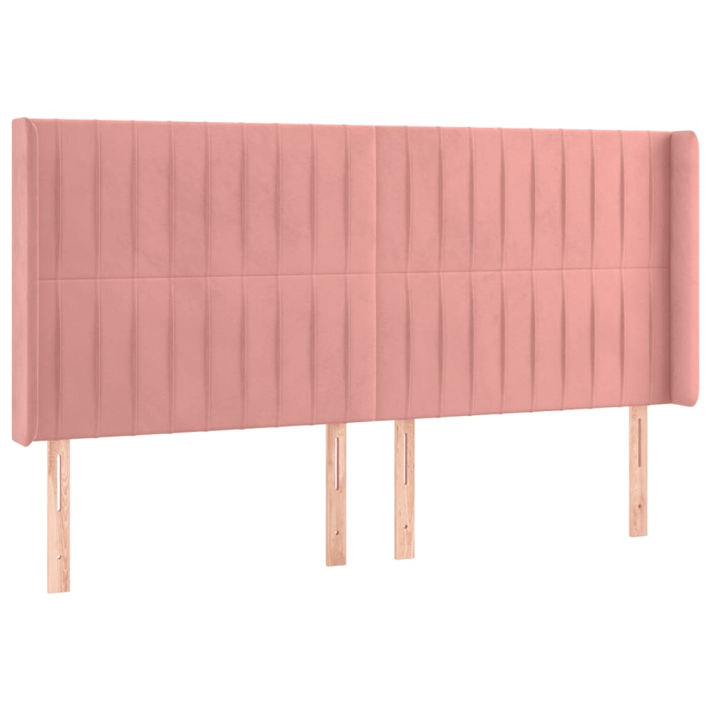 vidaXL Hoofdbord LED 183x16x118/128 cm fluweel roze afbeelding