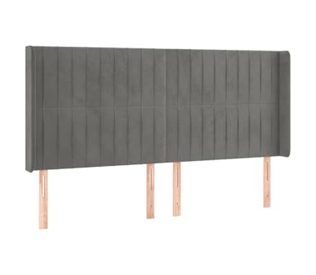 vidaXL Cabeceira cama c/ luzes LED veludo 203x16x118/128cm cinza-claro