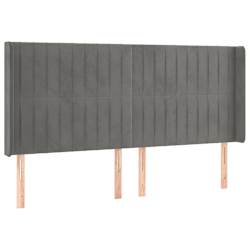 vidaXL Cabeceira cama c/ luzes LED veludo 203x16x118/128cm cinza-claro