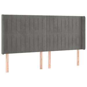 vidaXL Cabeceira cama c/ luzes LED veludo 203x16x118/128cm cinza-claro