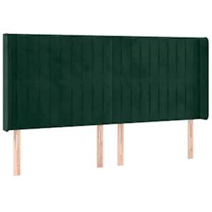 Čelo postele s LED tmavě zelené 203 x 16 x 118/128 cm samet - obrázek 3