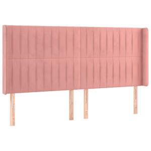 Čelo postele s LED růžové 203 x 16 x 118/128 cm samet - obrázek 3