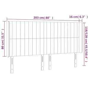 Čelo postele s LED růžové 203 x 16 x 118/128 cm samet - obrázek 7