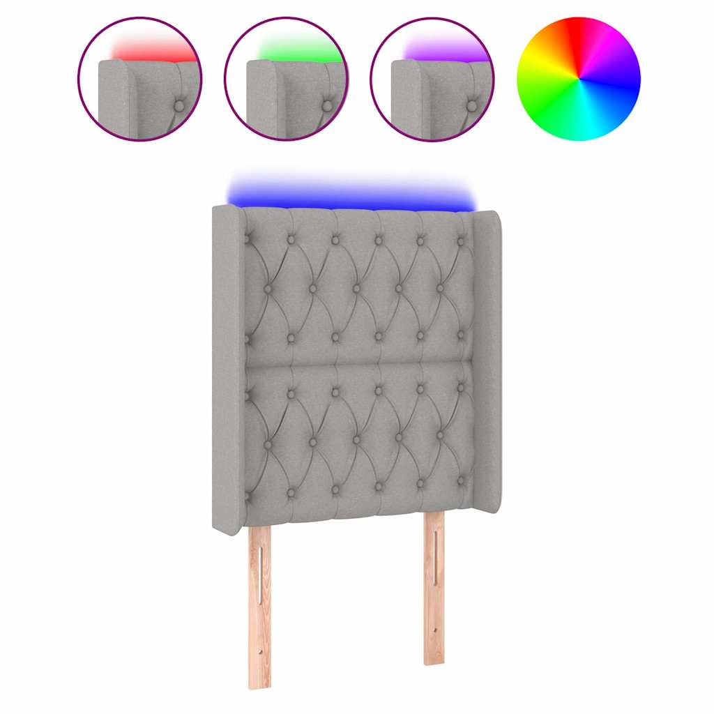 vidaXL Hoofdbord LED 83x16x118/128 cm stof lichtgrijs grijs, foto 3