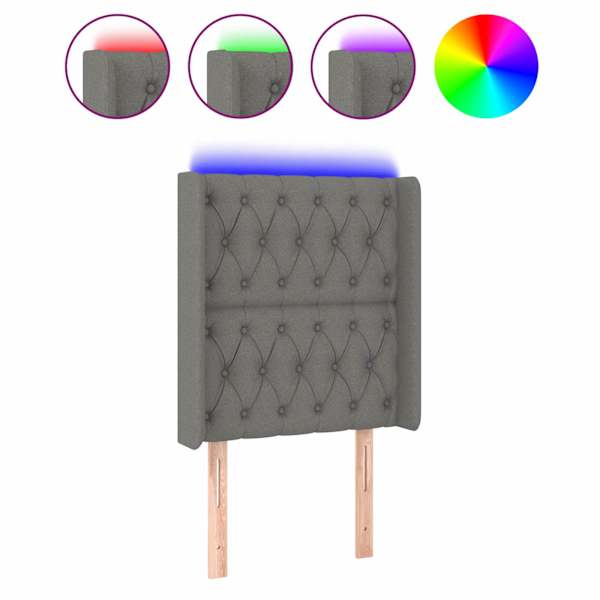 vidaXL LED-voodipeats, tumehall, 83x16x118/128 cm, kangas