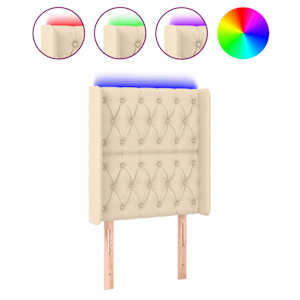 vidaXL LED-voodipeats, kreemjas, 83x16x118/128 cm, kangas