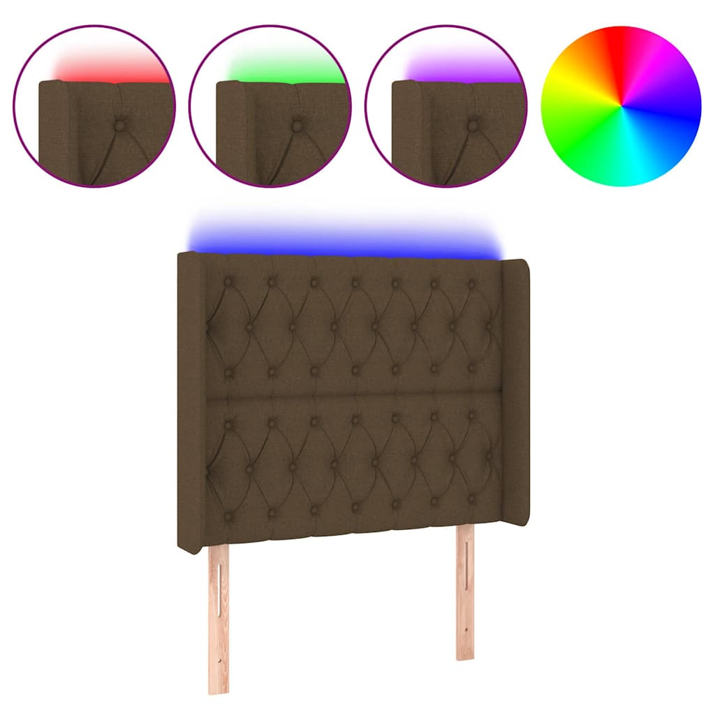 vidaXL Hoofdbord LED 93x16x118/128 cm stof donkerbruin bruin, foto 3