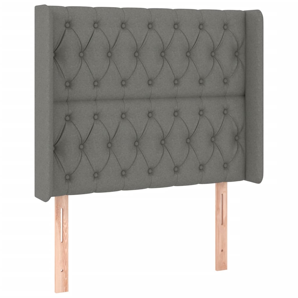 vidaXL Hoofdbord LED 103x16x118/128 cm stof donkergrijs afbeelding