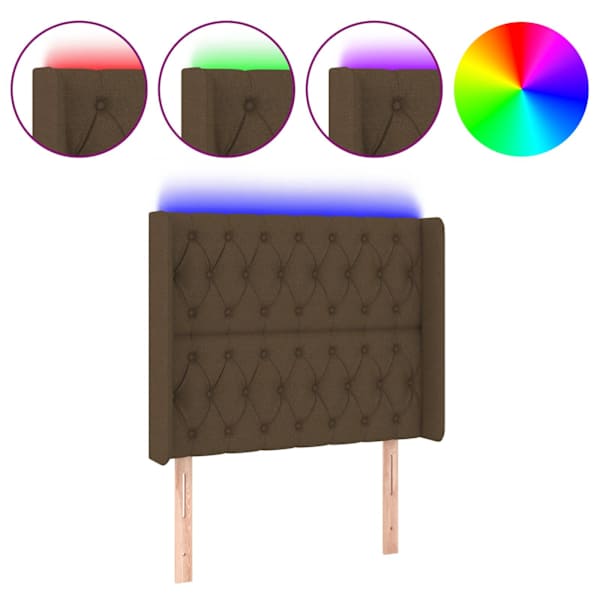 vidaXL LED-voodipeats, tumepruun, 103x16x118/128 cm, kangas