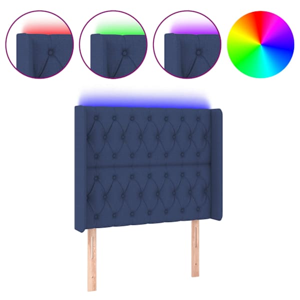 vidaXL LED-voodipeats, sinine, 103x16x118/128 cm, kangas