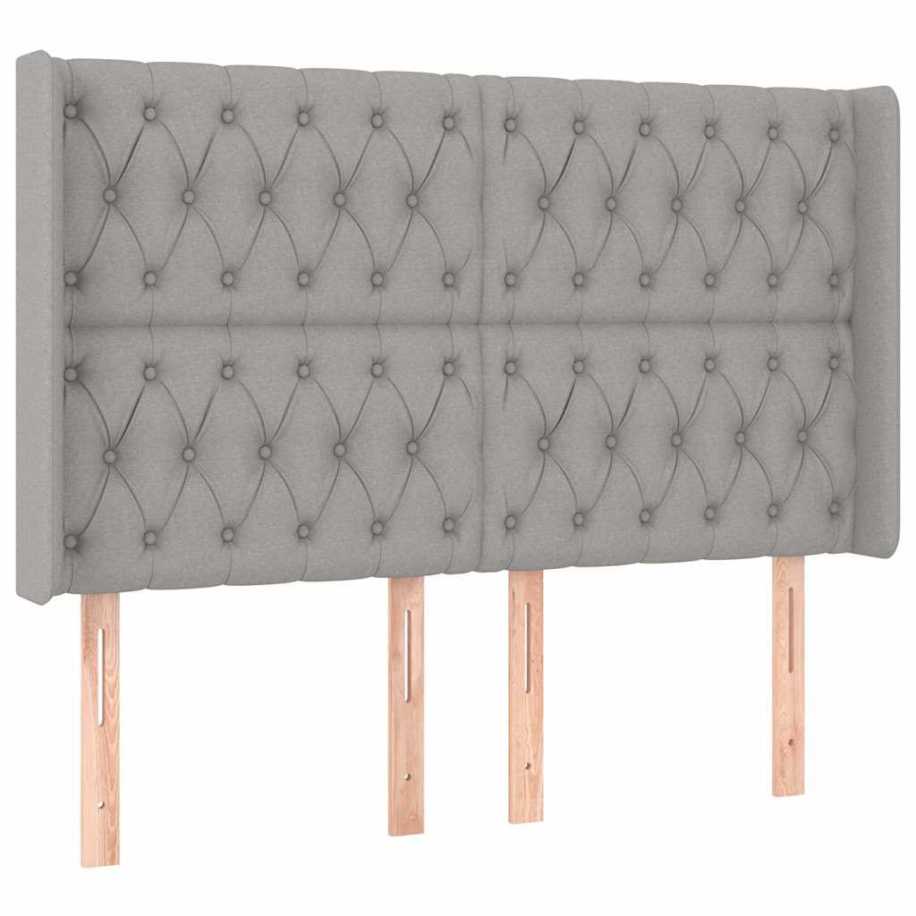vidaXL Hoofdbord LED 147x16x118/128 cm stof lichtgrijs grijs, foto 4
