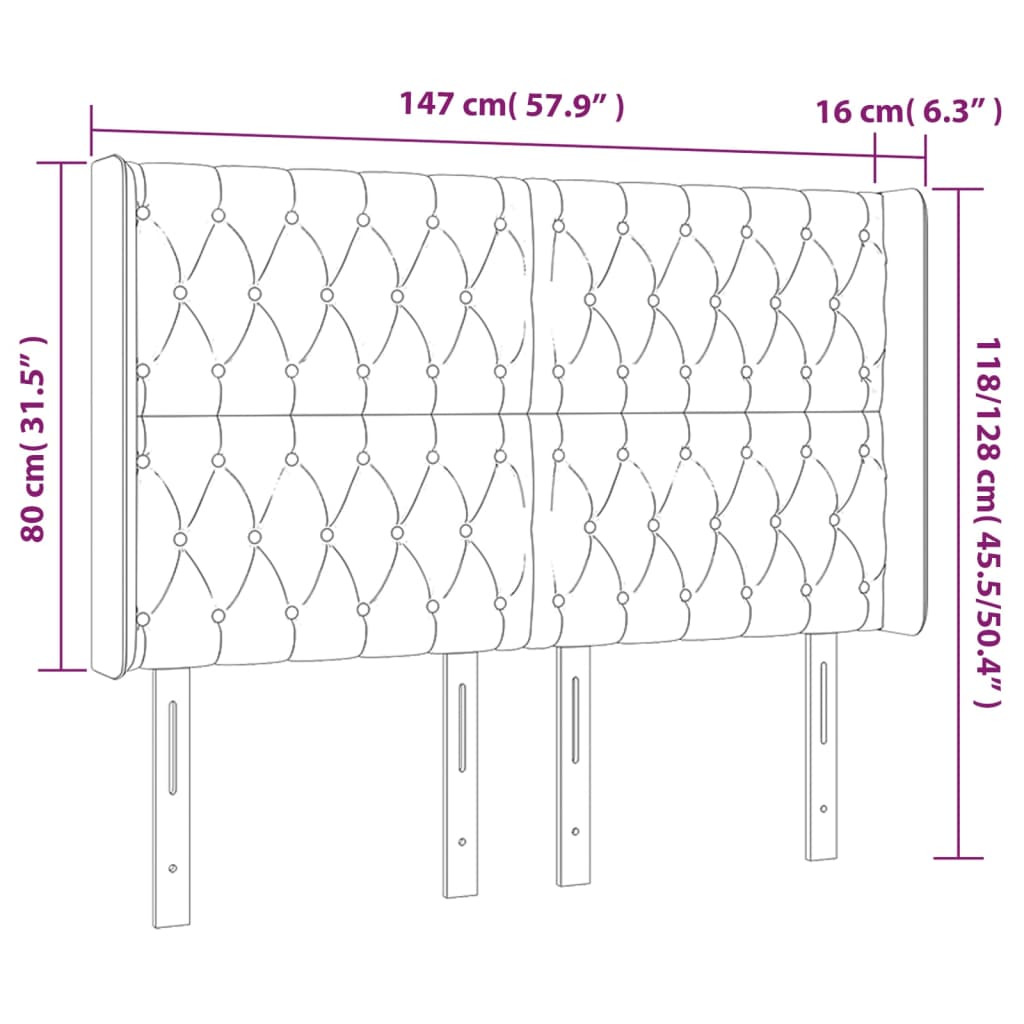 LED posteljno vzglavje svetlo sivo 147x16x118/128 cm blago