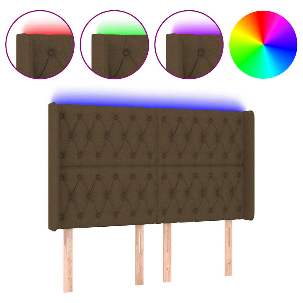 vidaXL Hoofdbord LED 147x16x118/128 cm stof donkerbruin bruin, foto 3