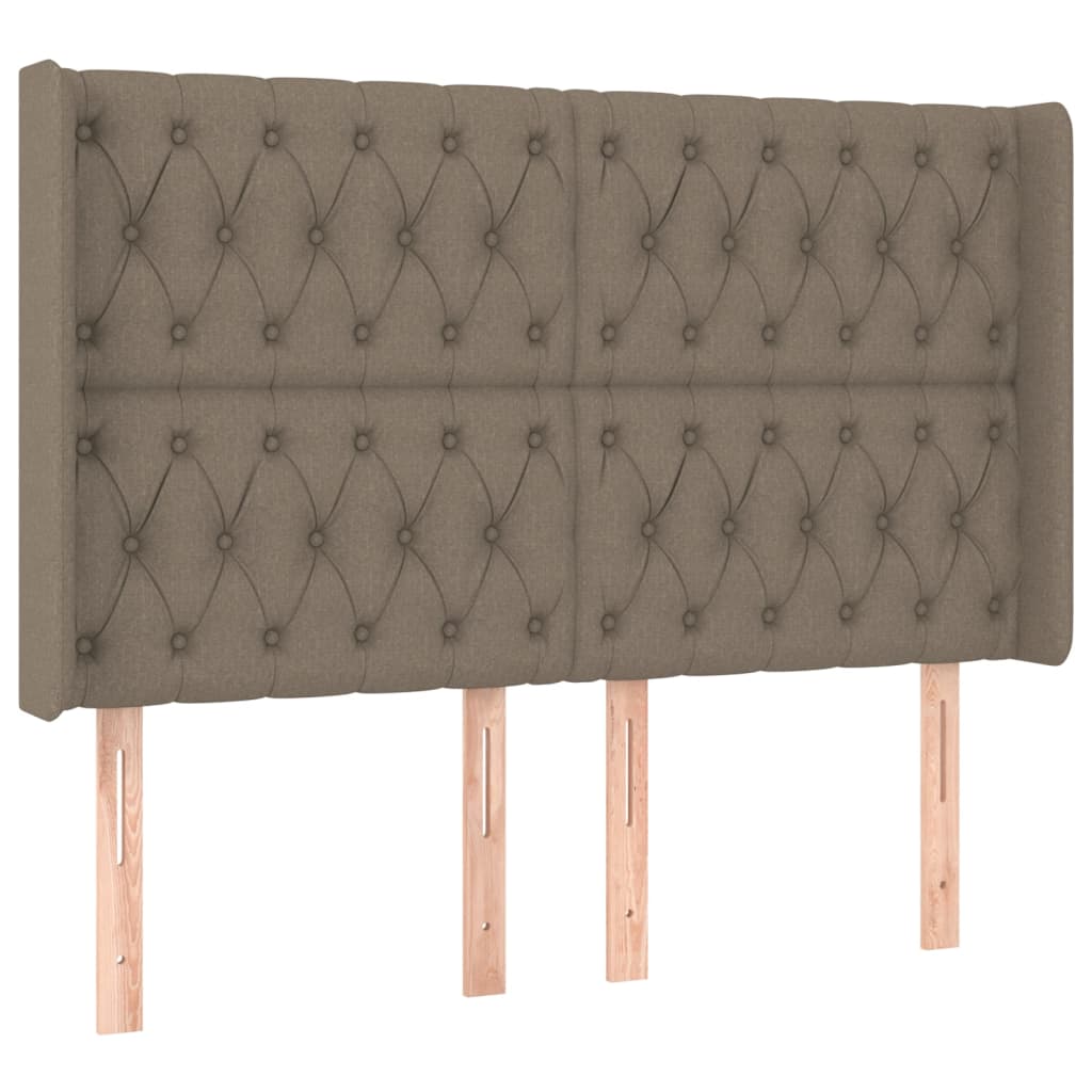 vidaXL Hoofdbord LED 147x16x118/128 cm stof taupe afbeelding