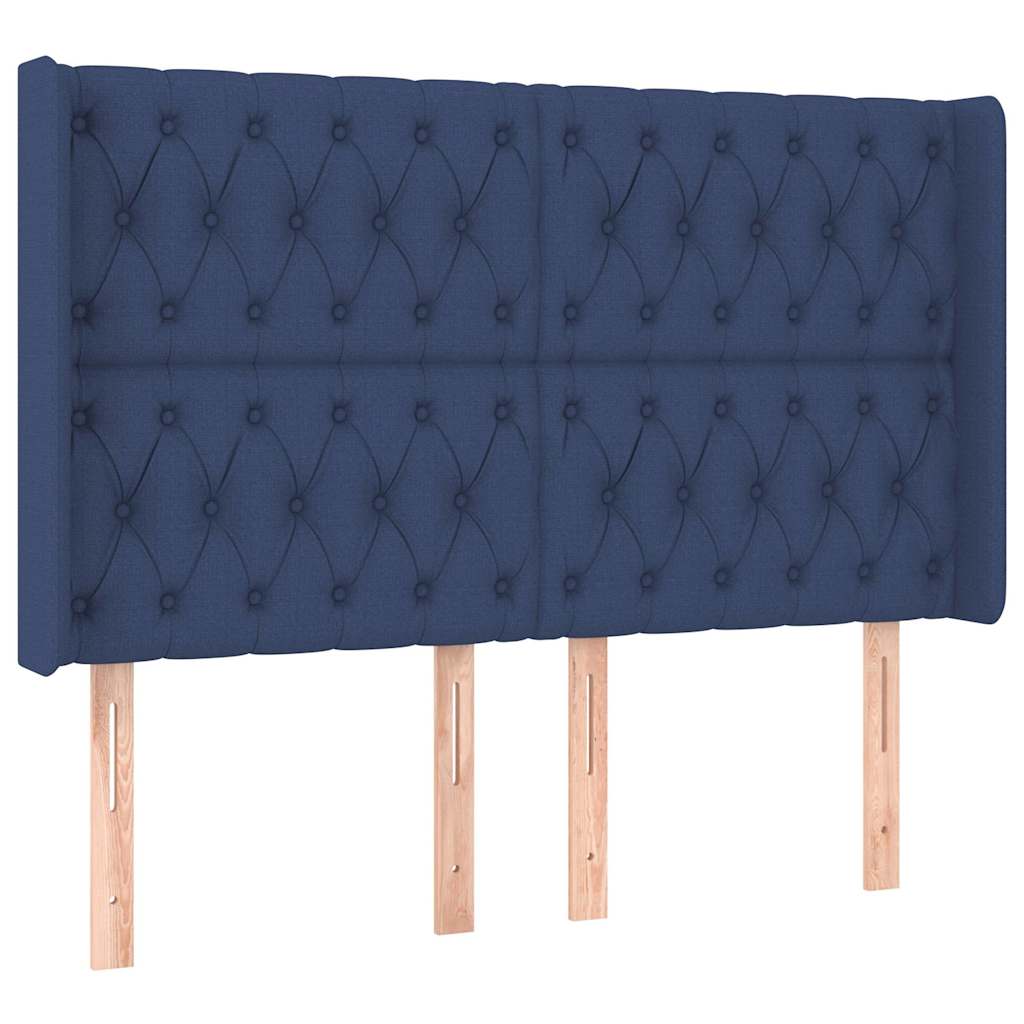 vidaXL Hoofdbord LED 147x16x118/128 cm stof blauw, foto 4