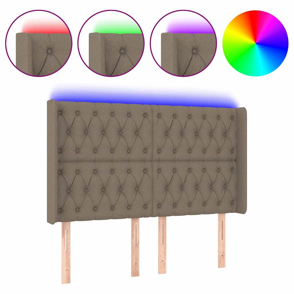 vidaXL Hoofdbord LED 163x16x118/128 cm stof taupe, foto 3