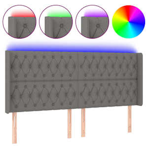 vidaXL LED-voodipeats, tumehall, 183x16x118/128 cm, kangas