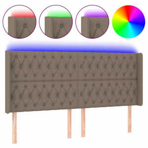 vidaXL LED-voodipeats, pruunikashall, 183x16x118/128 cm, kangas