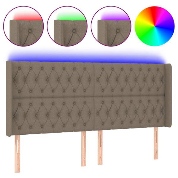 vidaXL LED-voodipeats, pruunikashall, 183x16x118/128 cm, kangas