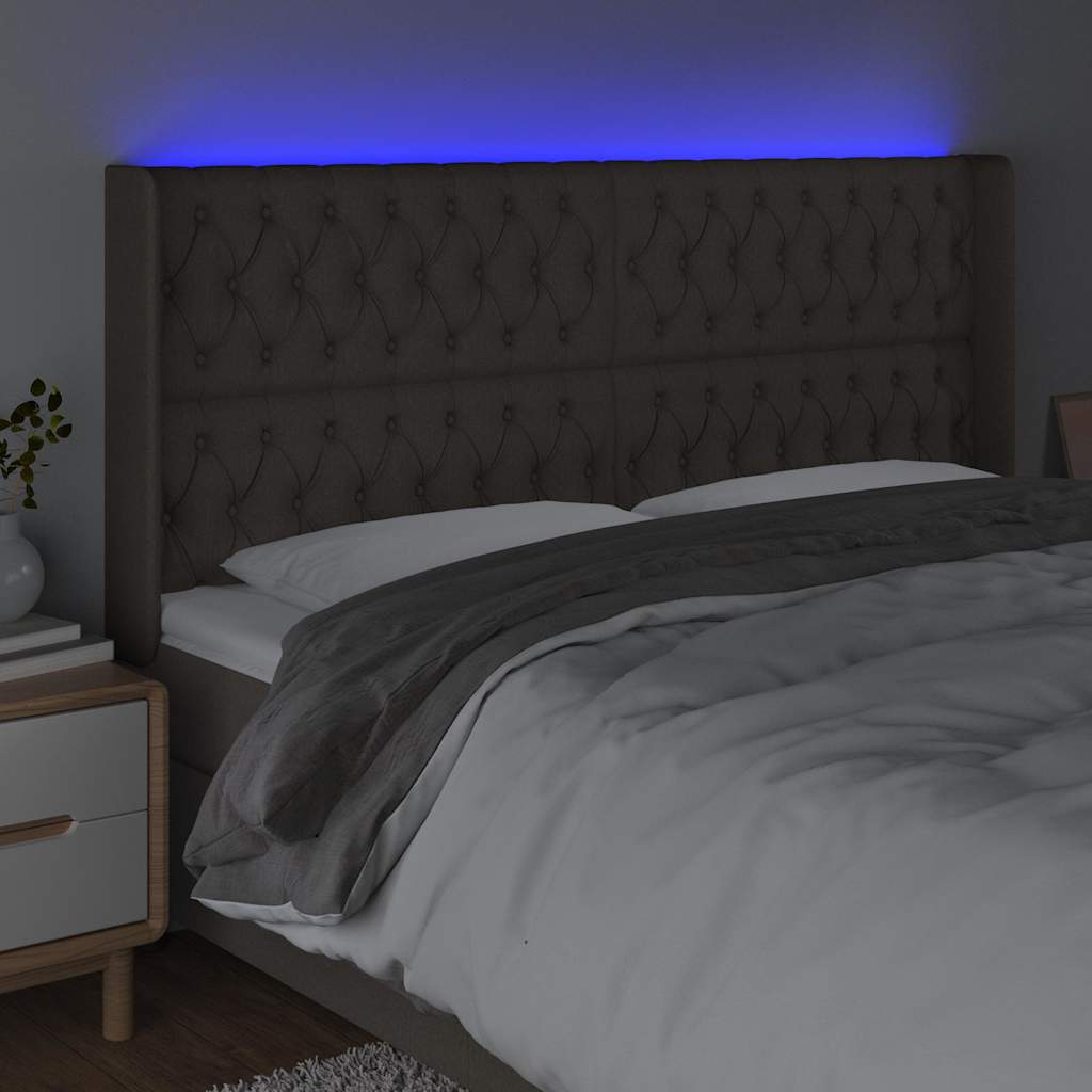 vidaXL Hoofdbord LED 183x16x118/128 cm stof taupe, foto 2