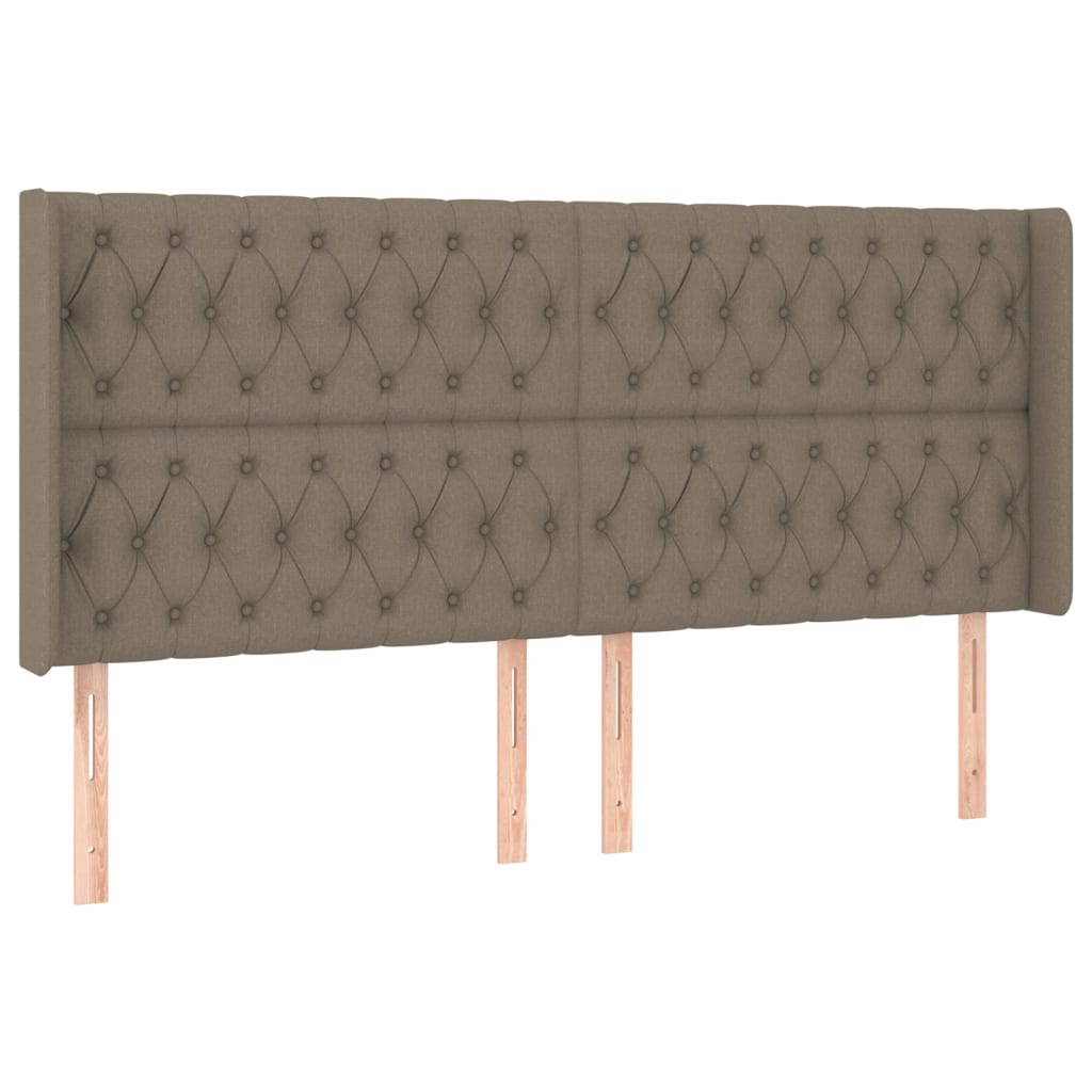 vidaXL Hoofdbord LED 203x16x118/128 cm stof taupe afbeelding