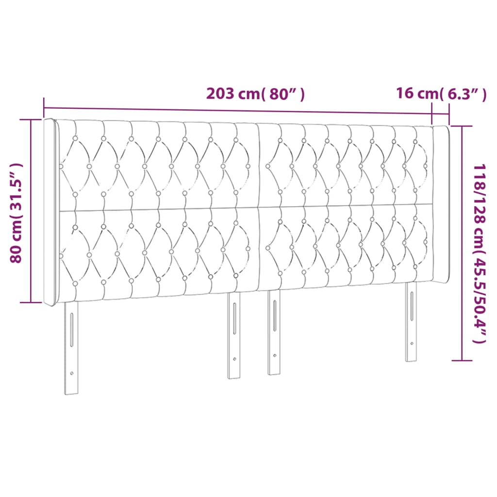 LED posteljno vzglavje modro 203x16x118/128 cm blago