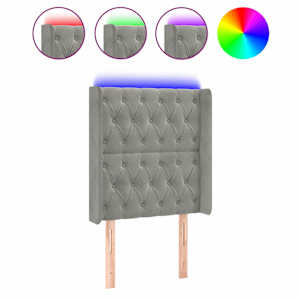 vidaXL LED-voodipeats, helehall, 83x16x118/128 cm, samet