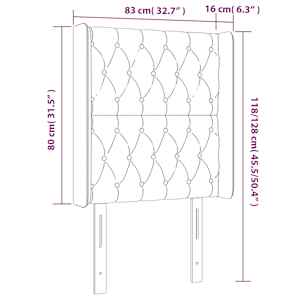 Čelo postele s LED světle šedé 83 x 16 x 118/128 cm samet - obrázek 6