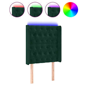 Čelo postele s LED tmavě zelené 83 x 16 x 118/128 cm samet - obrázek 2