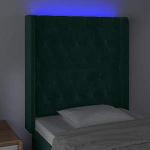 Čelo postele s LED tmavě zelené 83 x 16 x 118/128 cm samet - obrázek 4