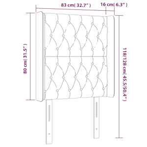 Čelo postele s LED tmavě modré 83 x 16 x 118/128 cm samet - obrázek 7