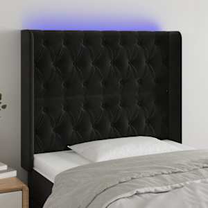 LED posteljno vzglavje črno 93x16x118/128 cm žamet