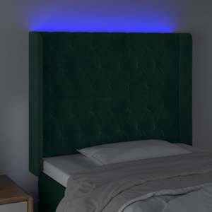 Čelo postele s LED tmavě zelené 93 x 16 x 118/128 cm samet - obrázek 4