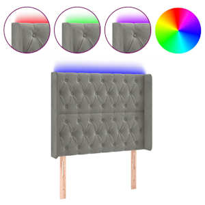 vidaXL LED-voodipeats, helehall, 103x16x118/128 cm, samet