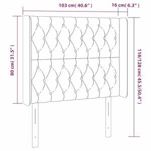 Čelo postele s LED světle šedé 103 x 16 x 118/128 cm samet - obrázek 6