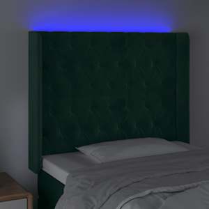 Čelo postele s LED tmavě zelené 103 x 16 x 118/128 cm samet - obrázek 4